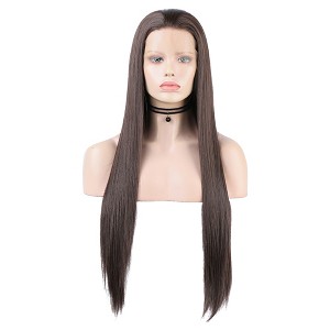 Unique Bargains Women's Long Straight Lace Front Wigs with Adjustable Wig Cap 24" 1 Pc - 1 of 4