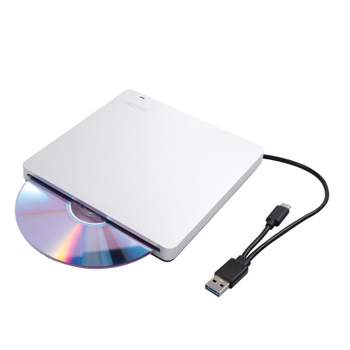 Insten External CD DVD Drive for Laptop, USB 3.0 Type-C Portable CD DVD Player Burner Reader Rewrite Optical Disk, Silver