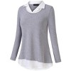 Women's Long Sleeve Contrast Collared Shirts Patchwork Work Blouse Tunics Tops - 2 of 4