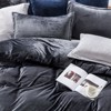 3 Pieces Velvet Duvet Cover Set, Zippered Flannel Comforter Cover Set - NTBAY - 2 of 4