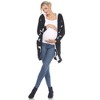 Maternity Hooded Open Front High Pile Fleece Coat -White Mark - 4 of 4