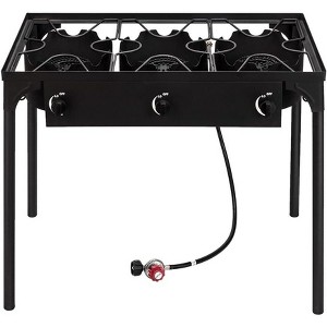 Angel Sar Portable Gas Stove with 3 Burners, Propane Camping Stove with Removable Legs, Outdoor Camp Stove Propane Cooker - 1 of 4