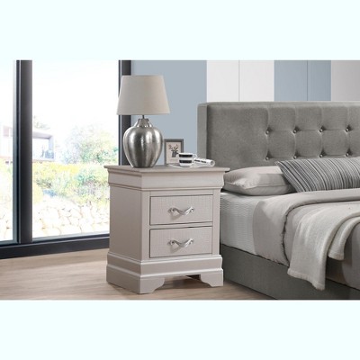 Elegant Champagne 2-Drawer Nightstand with Croc Textured Finish