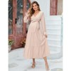 Coolmee Women's Maternity Boho Dress Fall Long Sleeve Wrap V Neck Ruffle Flowy Wedding Guest Vacation Maxi Dresses for Baby Shower - 3 of 4