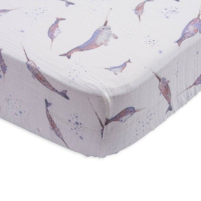 Little Unicorn Cotton Muslin Crib Sheet - Narwhal