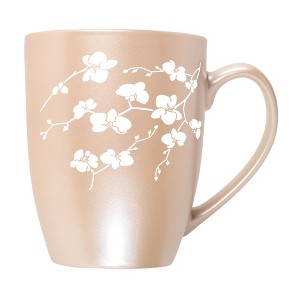 Elanze Designs Botanical Floral Nature Coffee Cup Mug 10 Ounce Ceramic With Shimmery Metallic Finish Elegant Minimalist Orchid Flower Silhouette - 1 of 4