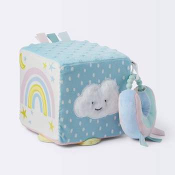Celestial Interactive Plush Cube with Rainbow Rattle Baby Toy - 2pc - Cloud Island™