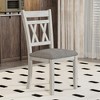 VECELO Rustic Wooden Dining Chairs Set of 2/4/6, Rubber Wood Kitchen Chairs with Padded Seat & Elegant Hollowed Backrest, Gray - 4 of 4