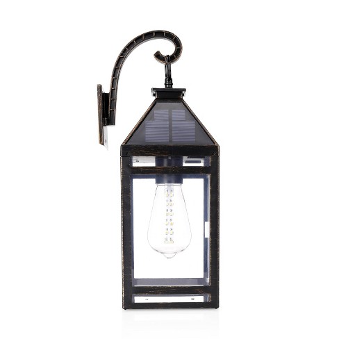 12 Black Battery Operated Faux Flame LED Hurricane Lantern