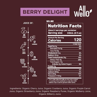 Allwello Berry Delight Organic Cold Pressed Juice - 32 fl oz
