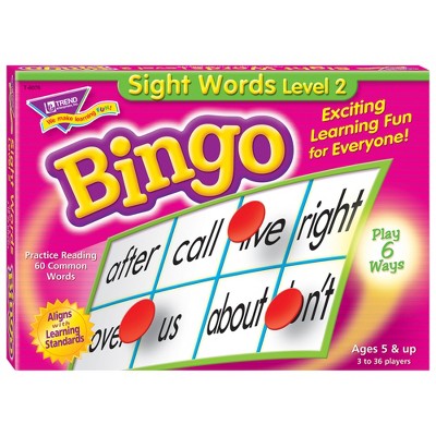 TREND Sight Words Level 2 Bingo Game