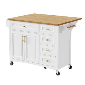 Dexmalle 52'' Kitchen Island with Drop Leaf and Towel Rack - 1 of 4