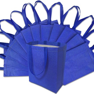 12pc Glitter Gift Bags Blue