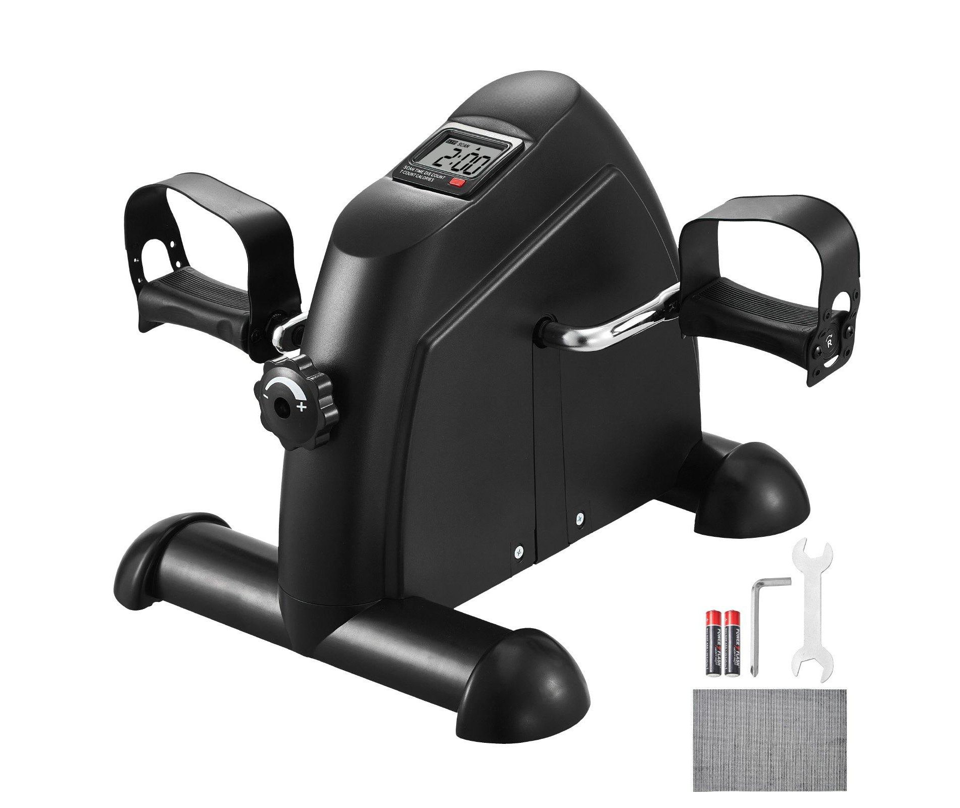 Under Desk Pedal Exerciser with LCD, Adjustable Resistance Mini Exercise Bike for Home & Office