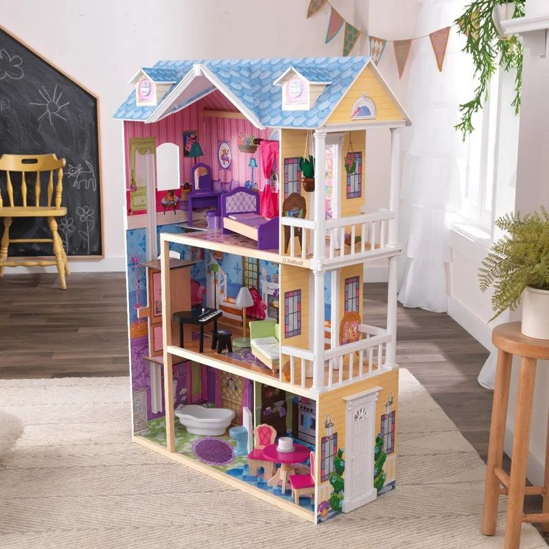 KidKraft My Dreamy Wooden Dollhouse with 14 Accessories 34in x 15.5in x 47.75in, 3 of 4