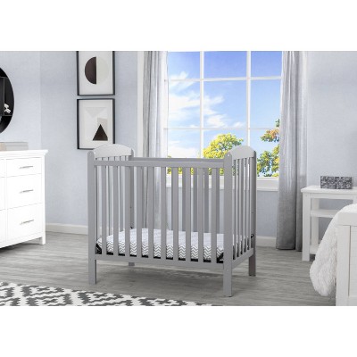 Gray Mini Convertible Baby Crib with Mattress