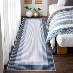 Washable Runner Rug Modern Neutral Low Pile Non Shedding Soft Bordered Carpet for Kitchen Bathroom - 1 of 4