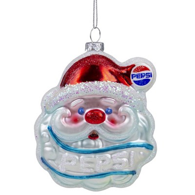 Northlight 4.5" Glittered Santa Claus Head Pepsi Christmas Ornament - Red/Blue