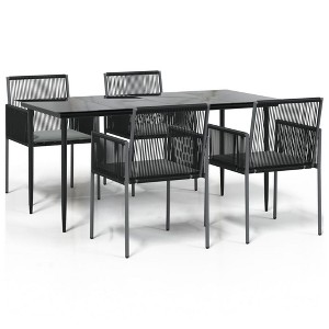 vidaXL Garden Dining Set Black, Light Grey - 1 of 4