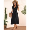Seta T Women's Casual Sleeveless Wrap V Neck Flowy Ruffle Pleated Midi Dress with Belt - 3 of 4