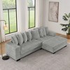 110.63" Corduroy L-Shaped Modular Sectional Sofa with Ottoman and Removable Cushions - 2 of 4