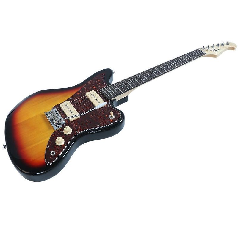 Monoprice Offset OS30 DLX Electric Guitar with Gig Bag - Sunburst, 6 String, Soapbar Pickups, Basswood Body, Maple Neck - Indio Series, 3 of 7
