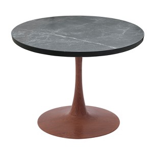 LeisureMod 36" Round Dining Table with MDF Top and Cherry Base – Modern Kitchen Dining Room Table - 1 of 4