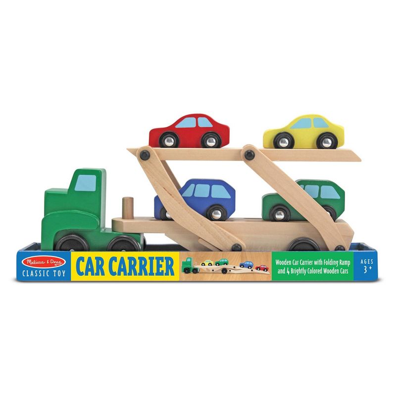 Melissa &#38; Doug Car Carrier Truck and Cars Wooden Toy Set With 1 Truck and 4 Cars, 4 of 11