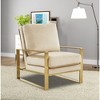 LeisureMod Jefferson Accent Arm Chair Upholstered in Velvet with Gold Brass Finish Frame - 2 of 4