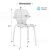 Costway Metal Dining Chair Set of 4 Armless Kitchen Hollowed Backrest & Metal Legs Blue/White - 3 of 4