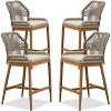 PURPLE LEAF Outdoor Counter Stools and Chairs (Set of 4) Rattan Barstools with Backrest and Footrest for Garden Pool, Includes Cushions - 2 of 4