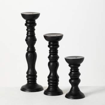 ShenMo Black Candle Holder for Pillar Candles - Set of 6 Modern