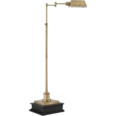 Regency Hill Traditional Pharmacy Floor Lamp with Riser Aged Brass Metal Adjustable Arm for Living Room Reading House Bedroom Home