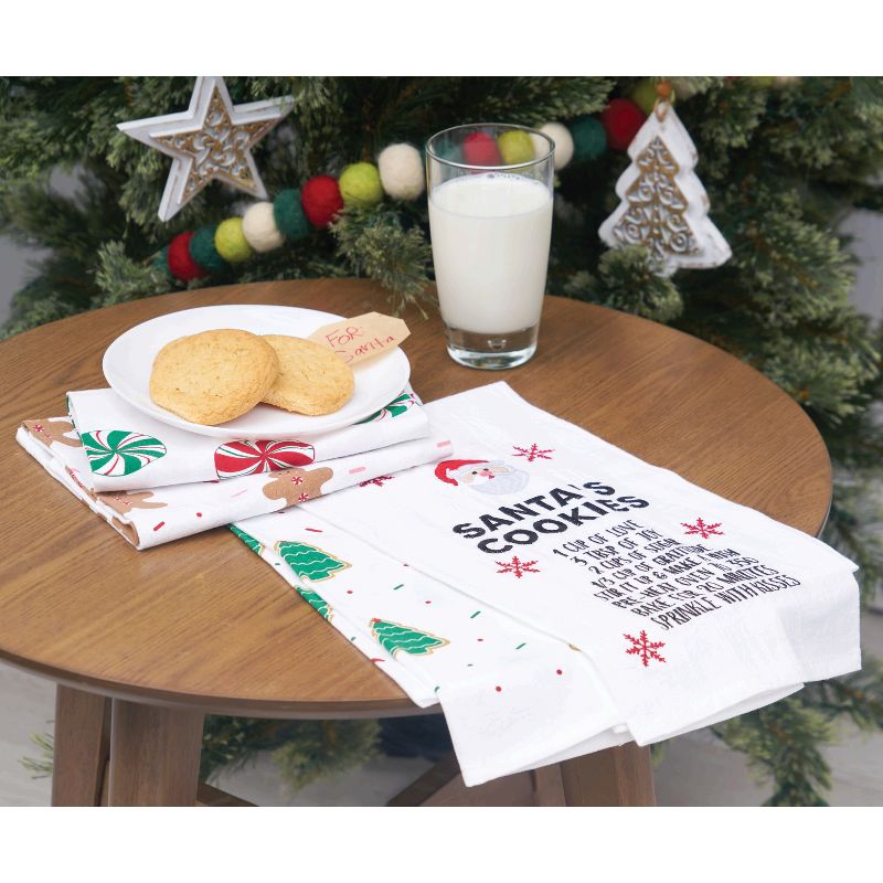 C&F Home Holiday Christmas "Santa's Cookies" Recipe with Santa Claus Face Cotton Flour Sack Kitchen Dish Towel Decor Decoration  27L x 18W in., 2 of 4