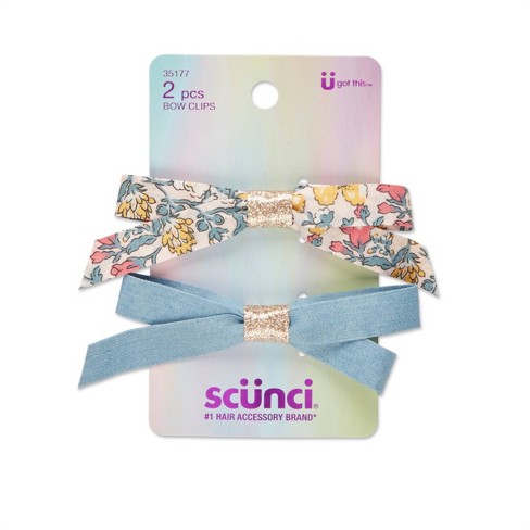 scunci 2pc salon bow clips light target