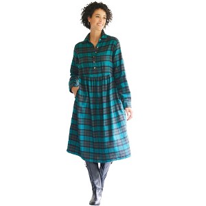 Woman Within Plus Size Plaid Flannel A-Line Shirtdress - 1 of 4
