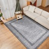 Indoor Modern Bordered Solid Color Area Rugs for Bedroom Living Room Easy Care Washable Soft Low Pile Non Slip Foldable Carpet - 3 of 4