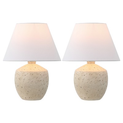 JONATHAN Y Myron Minimalist Scandinavian Concrete Effect Resin/Iron LED Table Lamp