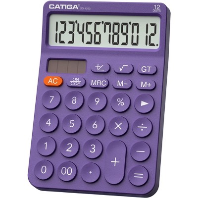 CATIGA 12 Digit Desktop Calculator with Large LCD Display, 4 Functions, Round Design Big Button, for Office, Home, School, SD-1292