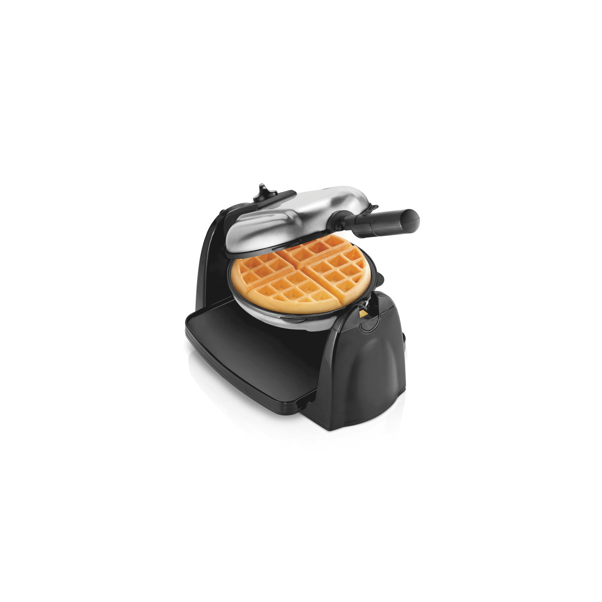 Hamilton Beach Belgian Waffle Maker: 180° Rotating, Nonstick, Adjustable Browning, Removable Plates, 800W, Includes Drip Tray