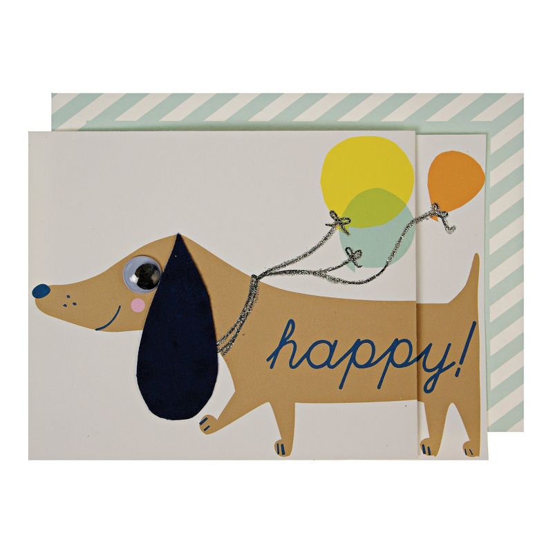 Meri Meri Sausage Dog Birthday Card (Pack of 1), 1 of 5