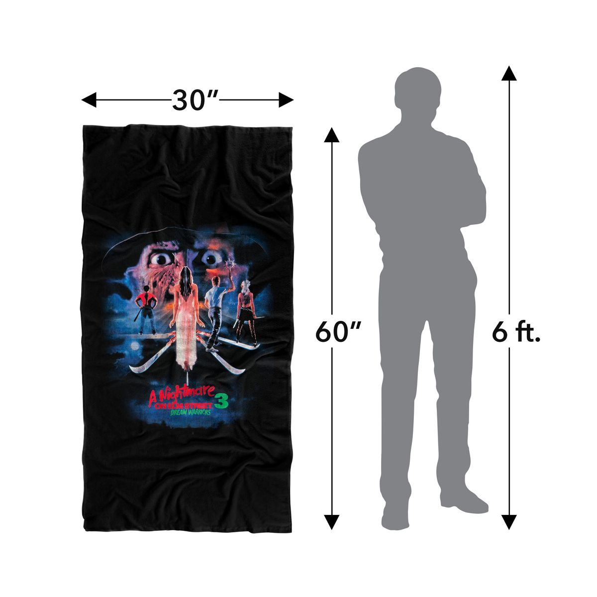 A Nightmare On Elm Street 3 Dream Warriors Vintage Poster 30" x 60" Beach Towel - thumbnail 5