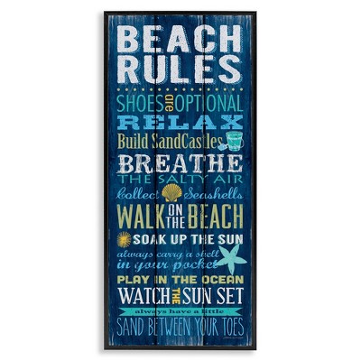 Stupell Industries Blue Planked Beach Rules Sign, 10" x 24"