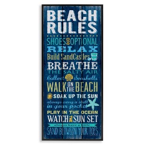 Stupell Industries Blue Planked Beach Rules Sign, 10" x 24" - 1 of 4