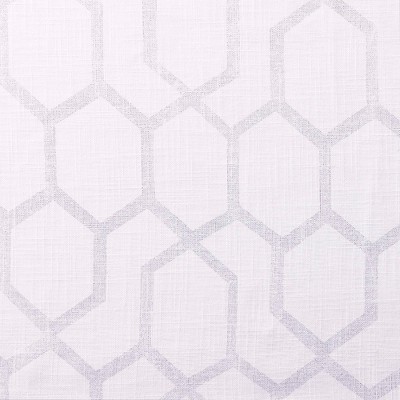 Panza Silver Geometric Sheer Grommet Top Curtain Panels