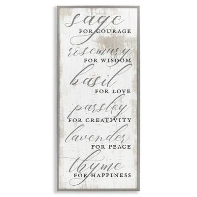 Stupell Industries Sage Basil Thyme Sentimental Phrases, 10" x 24"