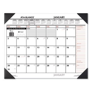 Two-Color Monthly Desk Pad Calendar, 22 x 17, White Sheets, Black Corners, 12-Month (Jan to Dec): 2025 - 1 of 3