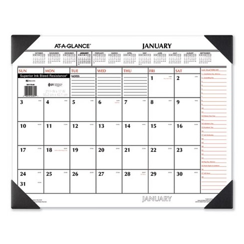 Two-Color Monthly Desk Pad Calendar, 22 x 17, White Sheets, Black Corners, 12-Month (Jan to Dec): 2025 - image 1 of 3