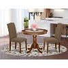 Round Dining Table Set - 36 Inch Table & 2 Chairs - Linen Fabric - Dark Coffee Finish - 2 of 4