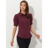Allegra K Women's Puff Short Sleeve Collared Cotton Office Button Down Shirt - 3 of 4